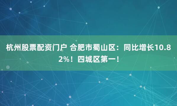 杭州股票配资门户 合肥市蜀山区：同比增长10.82%！四城区第一！